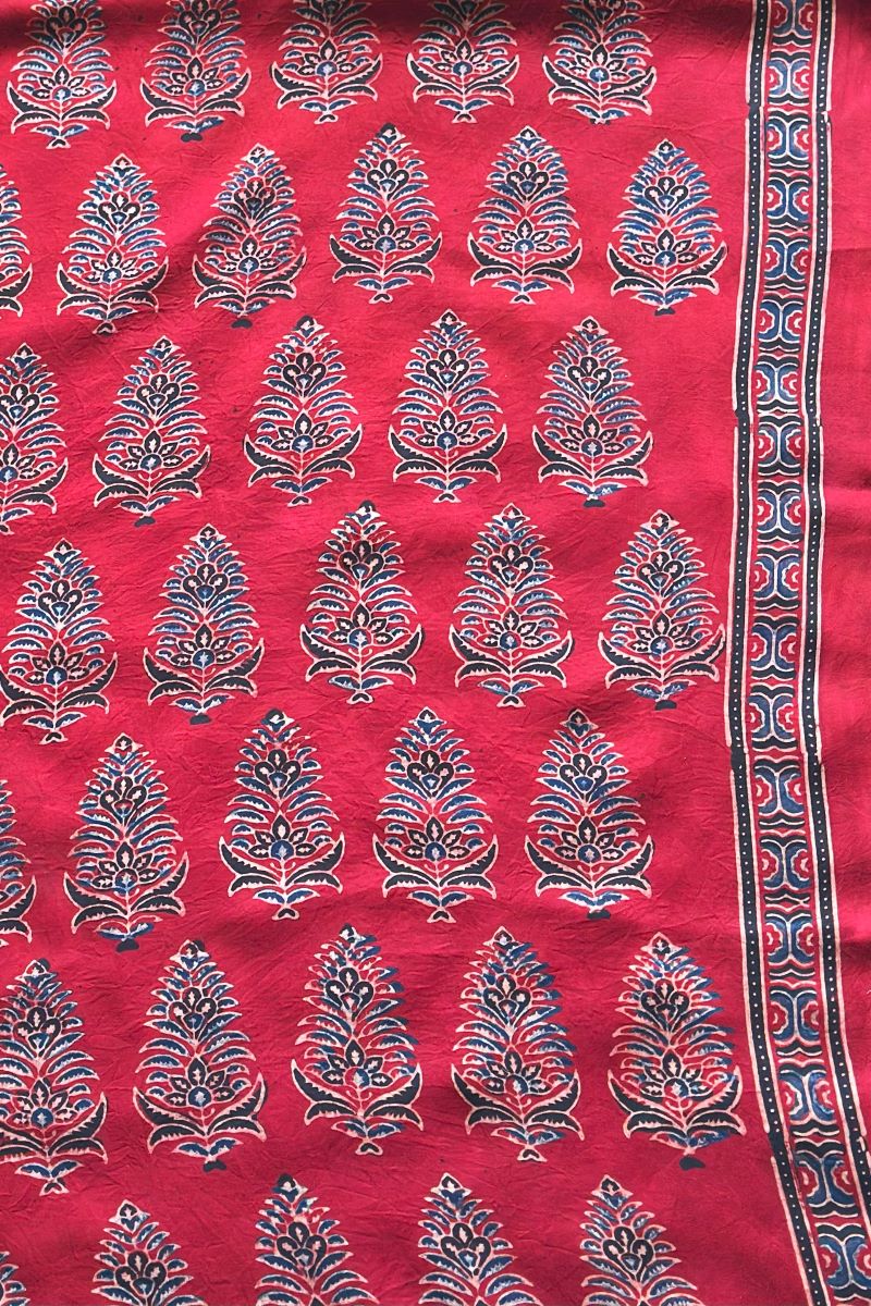 Modal Silk Ajrakh Fabric