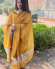 Mustard Zari Stria Maheshwari Dupatta