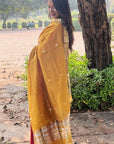 Mustard Zari Stria Maheshwari Dupatta