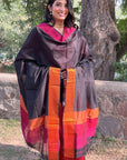 Black Cotton Silk Maheshwari Dupatta