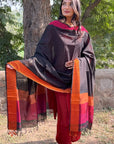 Black Resham Border Cotton Silk Maheshwari Dupatta