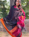 Black Maheshwari Dupatta