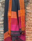 Black Resham Border Cotton Silk Maheshwari Dupatta