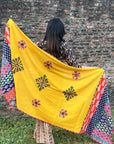 Mustard Applique Patch Work Cotton Ajrakh Dupatta