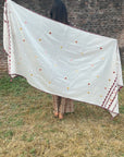 White Kantha Cotton Ajrakh Dupatta