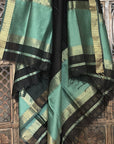 Pastel Green Black Unstitched Cotton Silk Maheshwari Suit (3 Pcs)