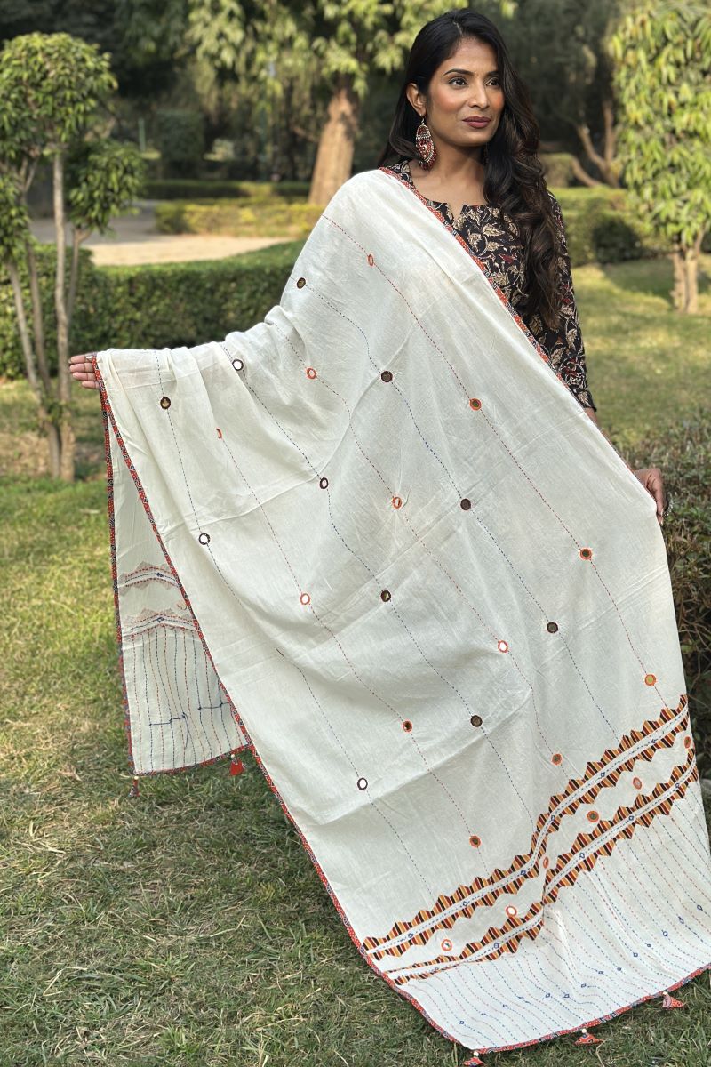 Kantha Ajrakh Dupatta