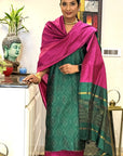 Forest Berry Unstitched Cotton Silk Ikat Suit (3 Pcs)