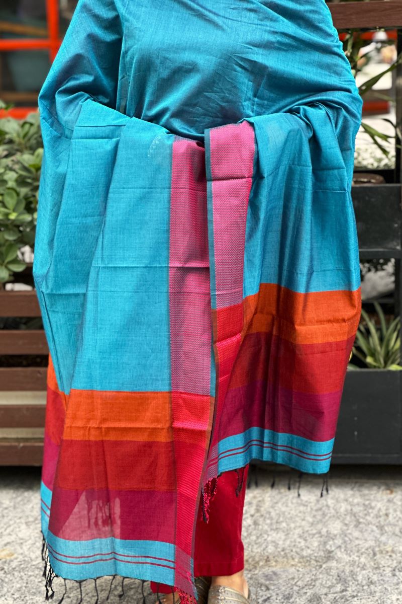 Blue Handwoven Maheshwari Dupatta