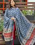 Indigo Floral Modal Silk Ajrakh Dupatta