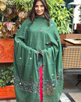 Green Kantha Applique Cotton Ajrakh Dupatta