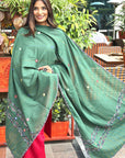 Green Kantha Applique Cotton Ajrakh Dupatta