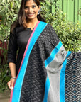 Black Cotton Ikat Dupatta