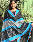 Black Handwoven Cotton Ikat Dupatta