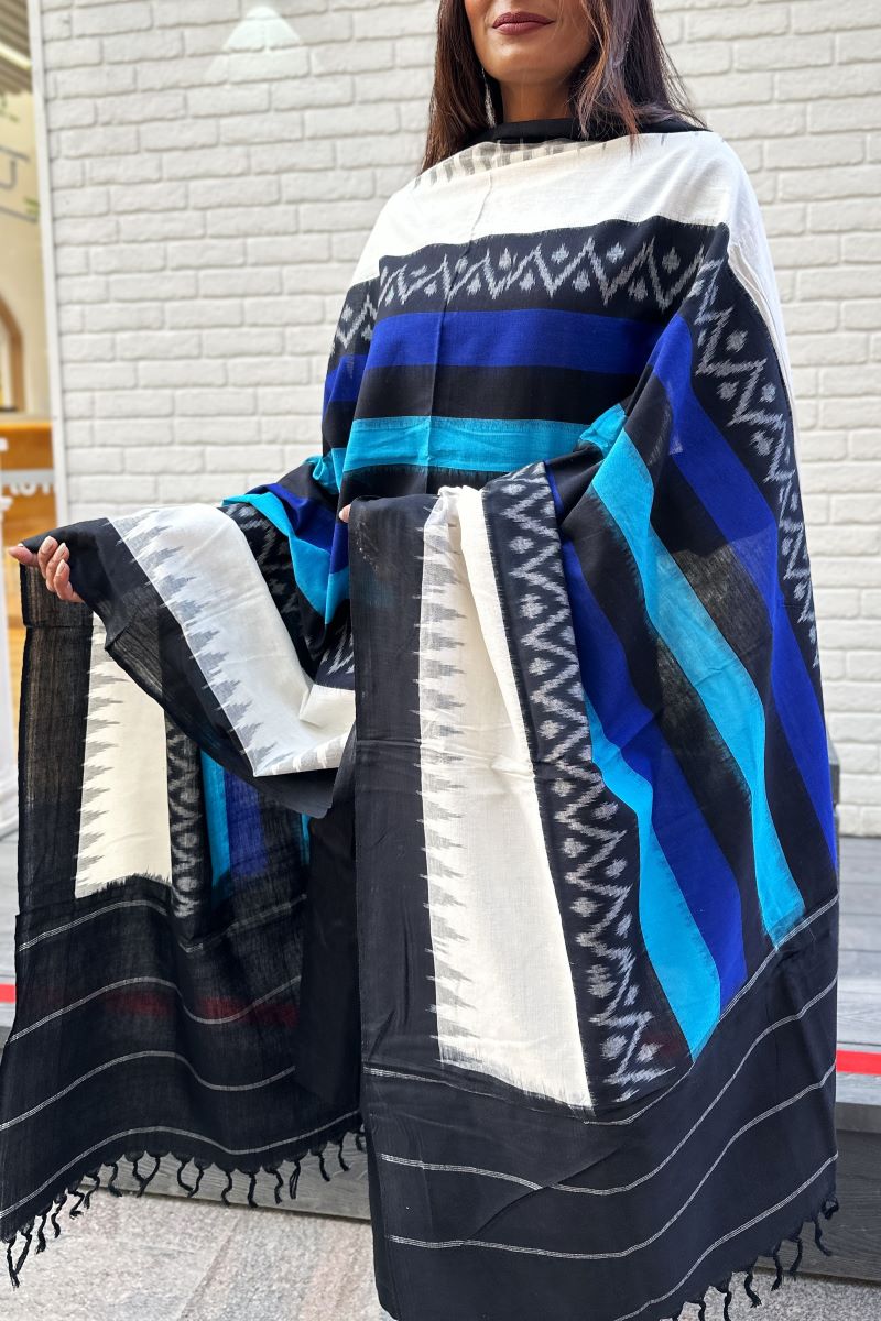 Handwoven Cotton Ikat Dupatta