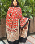 Red Modal Silk Ajrakh Dupatta