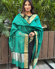 Turquoise Green Tissue Stria Maheshwari Dupatta