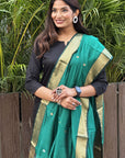 Turquoise Green Tissue Stria Maheshwari Dupatta