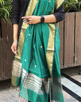 Turquoise Green Tissue Stria Maheshwari Dupatta