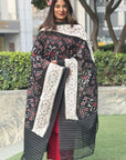 Black Handwoven Cotton Ikat Dupatta