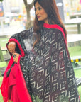 Black Impression Handwoven Ikat Cotton Dupatta