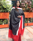 Black Rombii Handwoven Cotton Ikat Dupatta