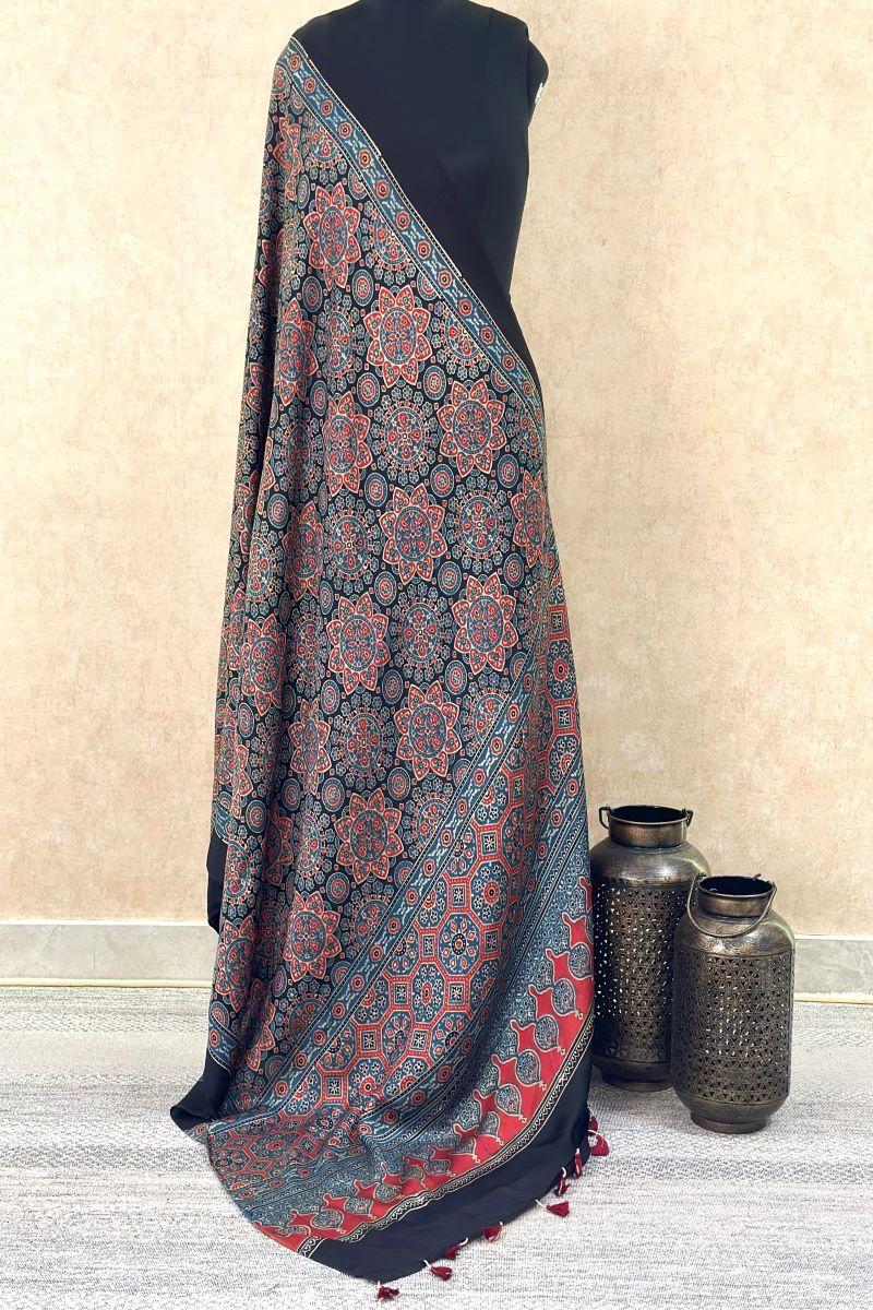 Ajrakh Modal Silk Dupatta