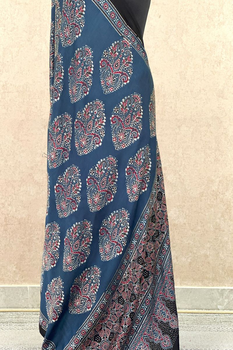 Indigo Corsage Modal Silk Ajrakh Dupatta