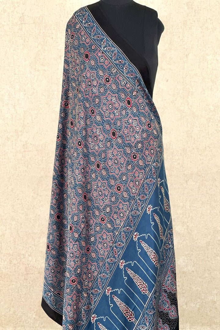 Blue Modal Silk Ajrakh Dupatta