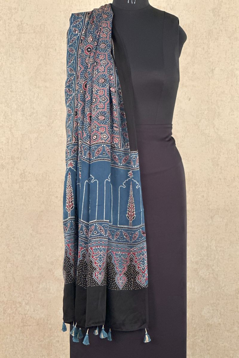 Ajrakh Silk Dupatta