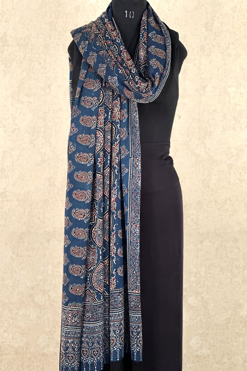 Indigo Ajrakh Dupatta