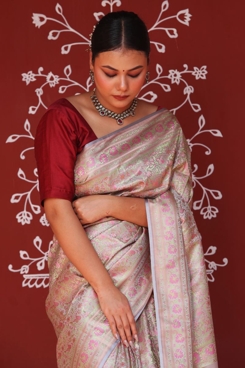 Banarasi Jamewar Tanchoi Silk Saree