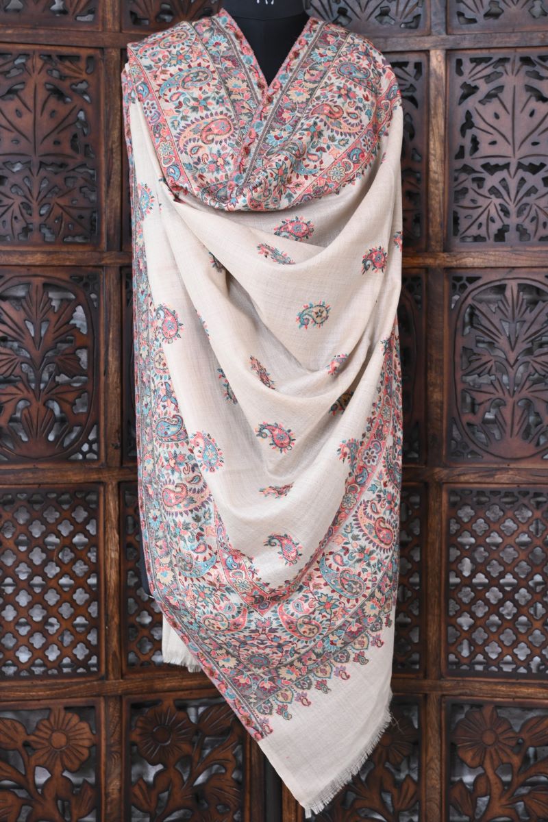 Beige Pashmina Kani Woven Shawl