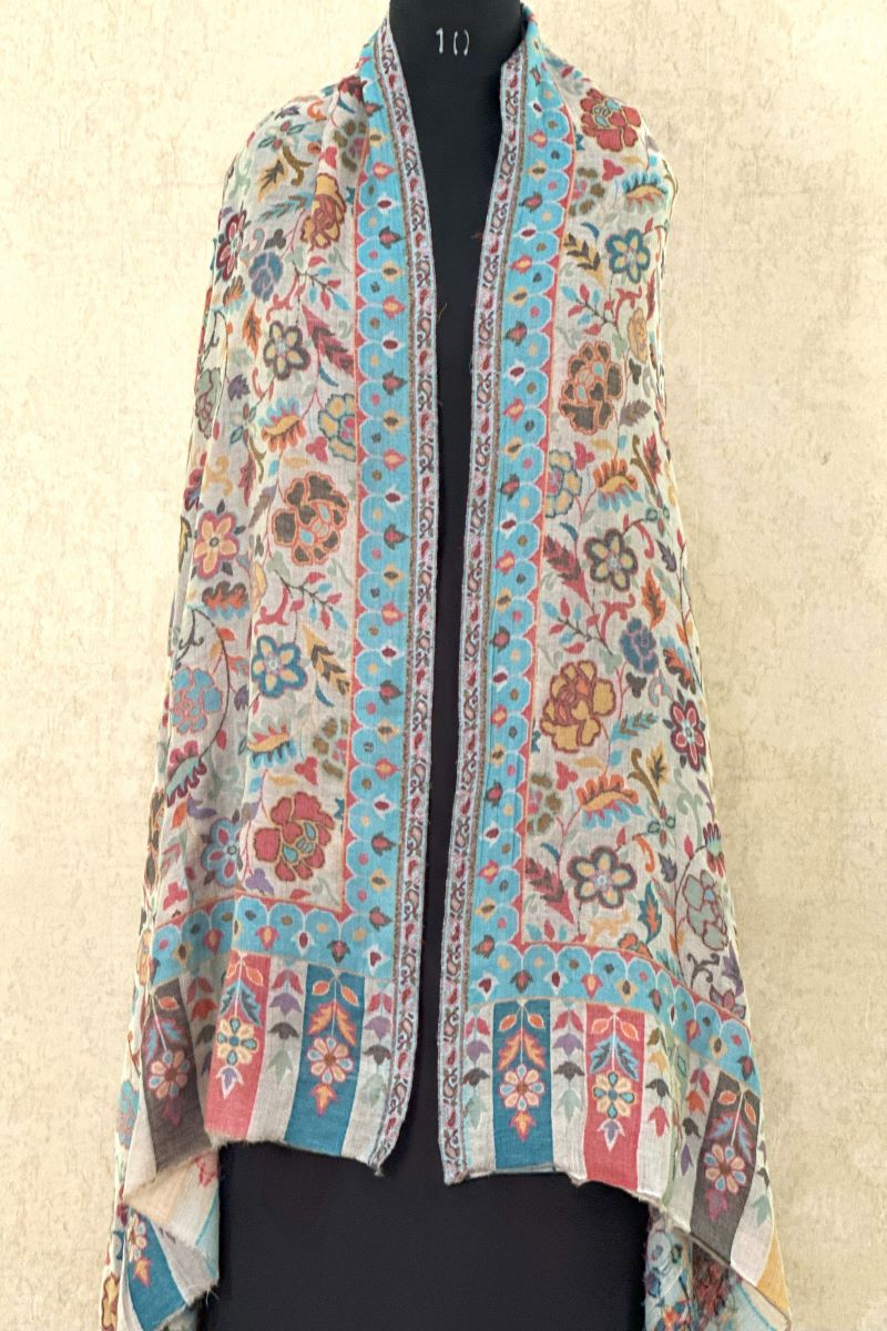 Blue Kani Shawl - Fine Wool