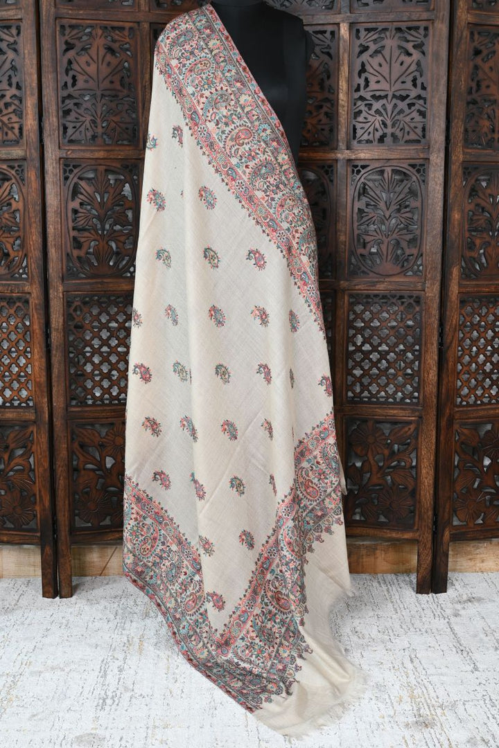 Beige Pashmina Kani Woven Shawl