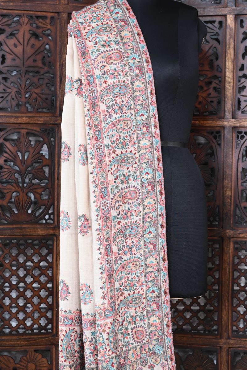 Beige Pashmina Kani Woven Shawl