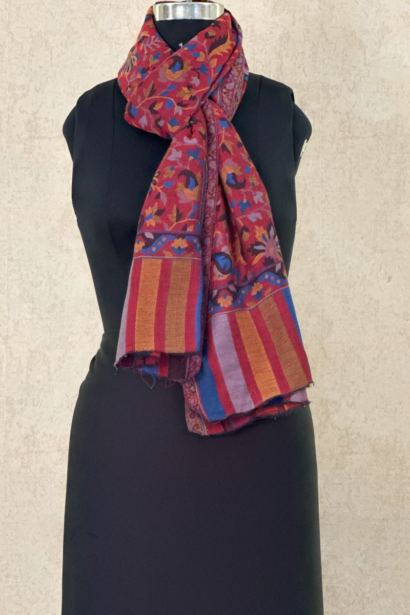 Persian Red Floral Kani Woven Stole