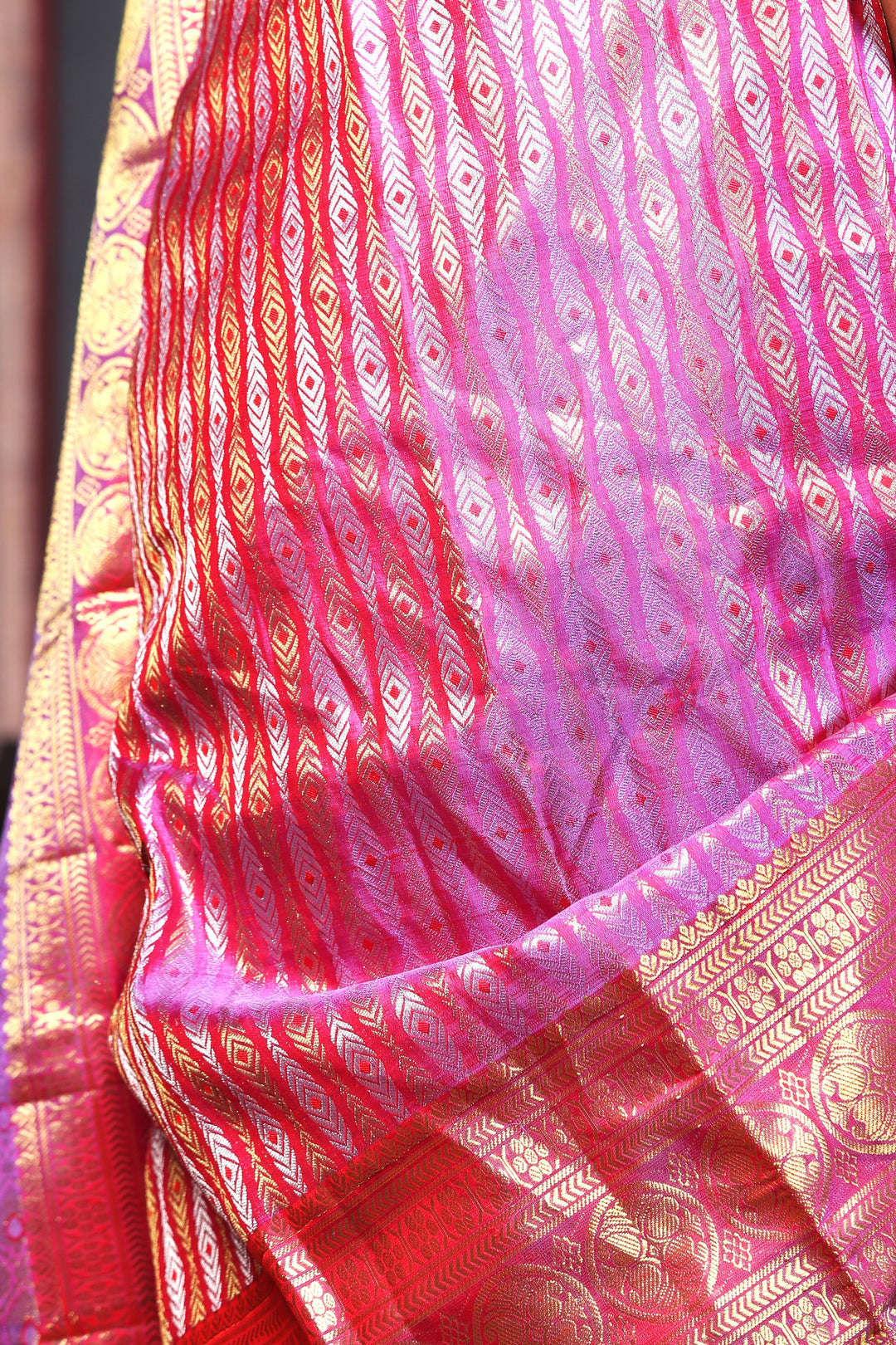 Lavender Blush Kanjivaram Zari Silk Saree