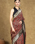 Crimson String Dola Silk Ajrakh Saree