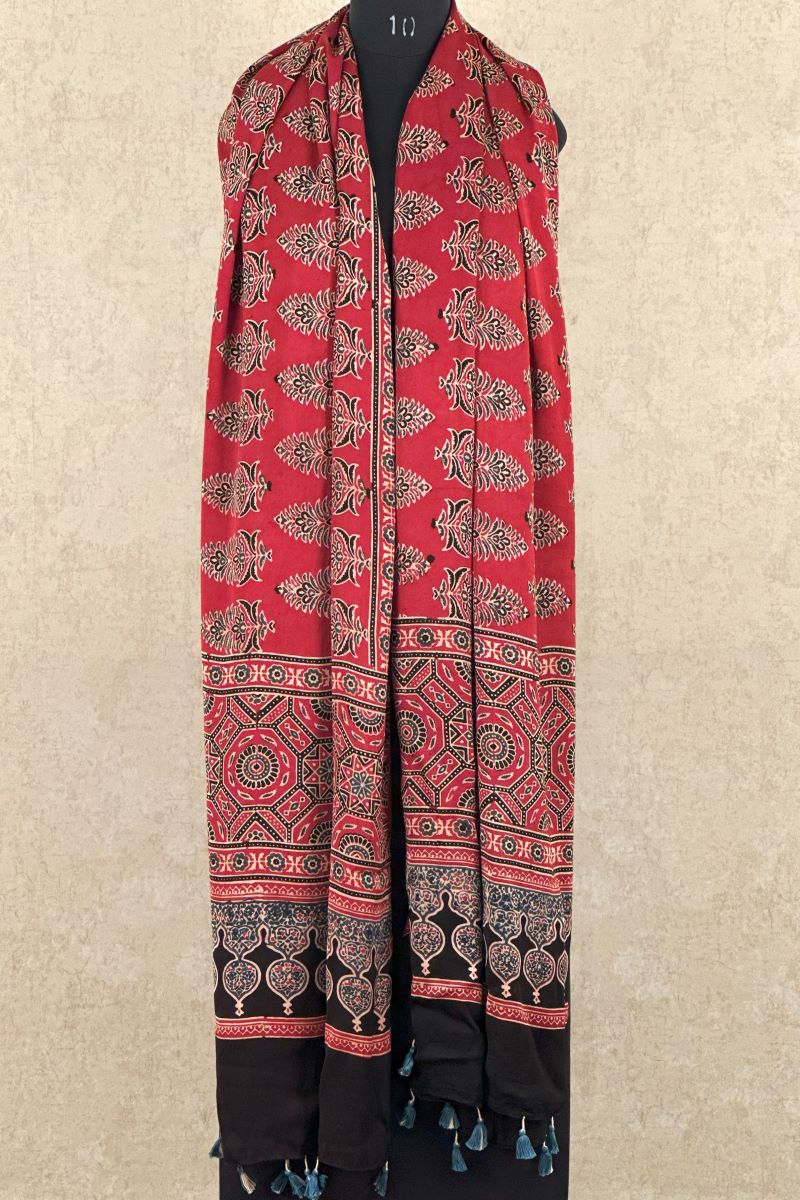 Red Ajrakh Dupatta