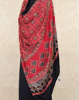 Red Starry Modal Silk Ajrakh Dupatta