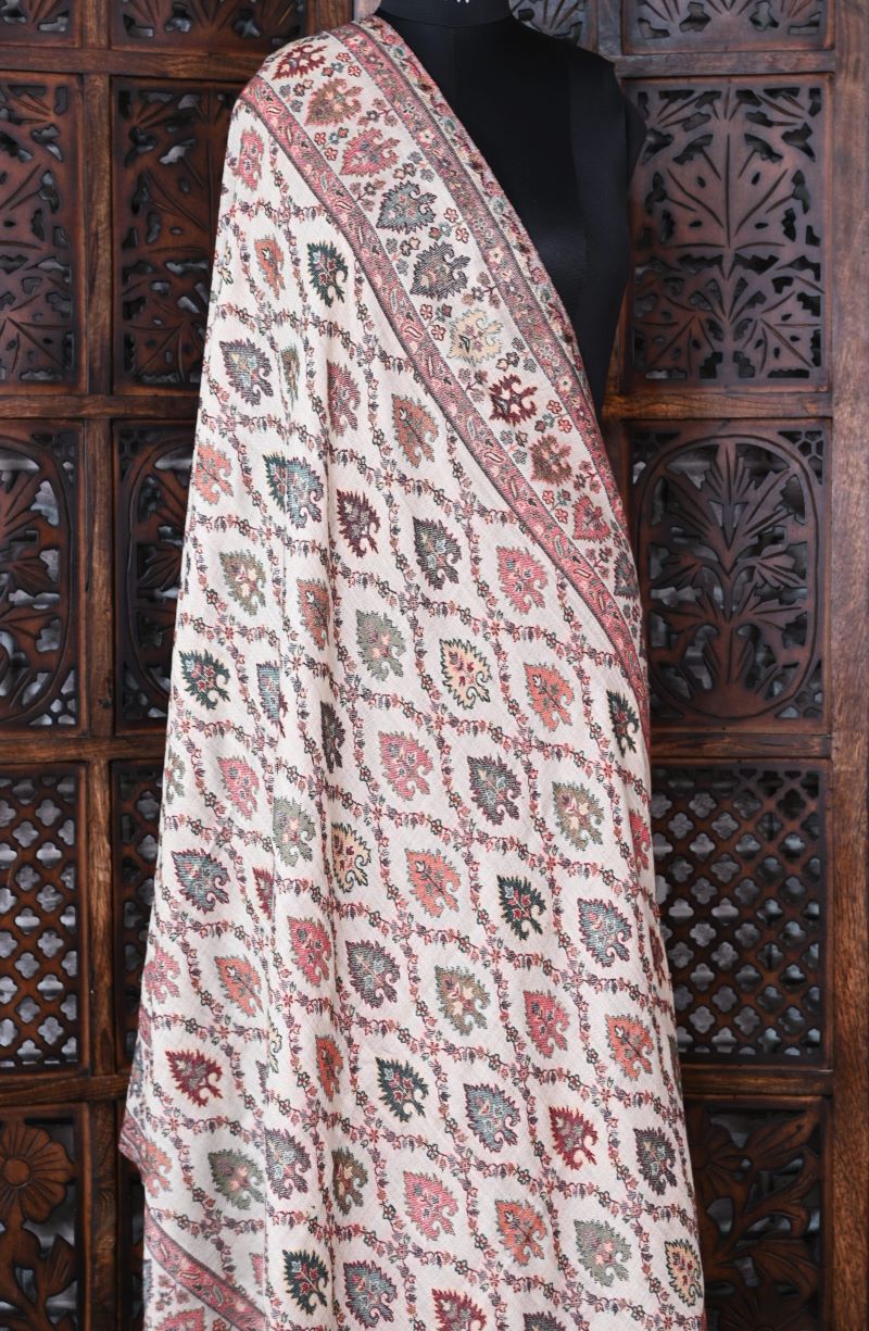 Off white Jaal Kani Woven Shawl