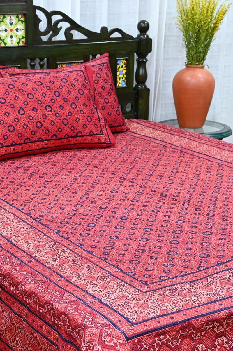 Red-Ajrakh-Bedsheet-Set