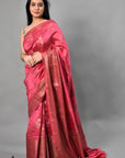 Pink Handloom Banarasi Chiniya Silk Saree: House Of Elegance