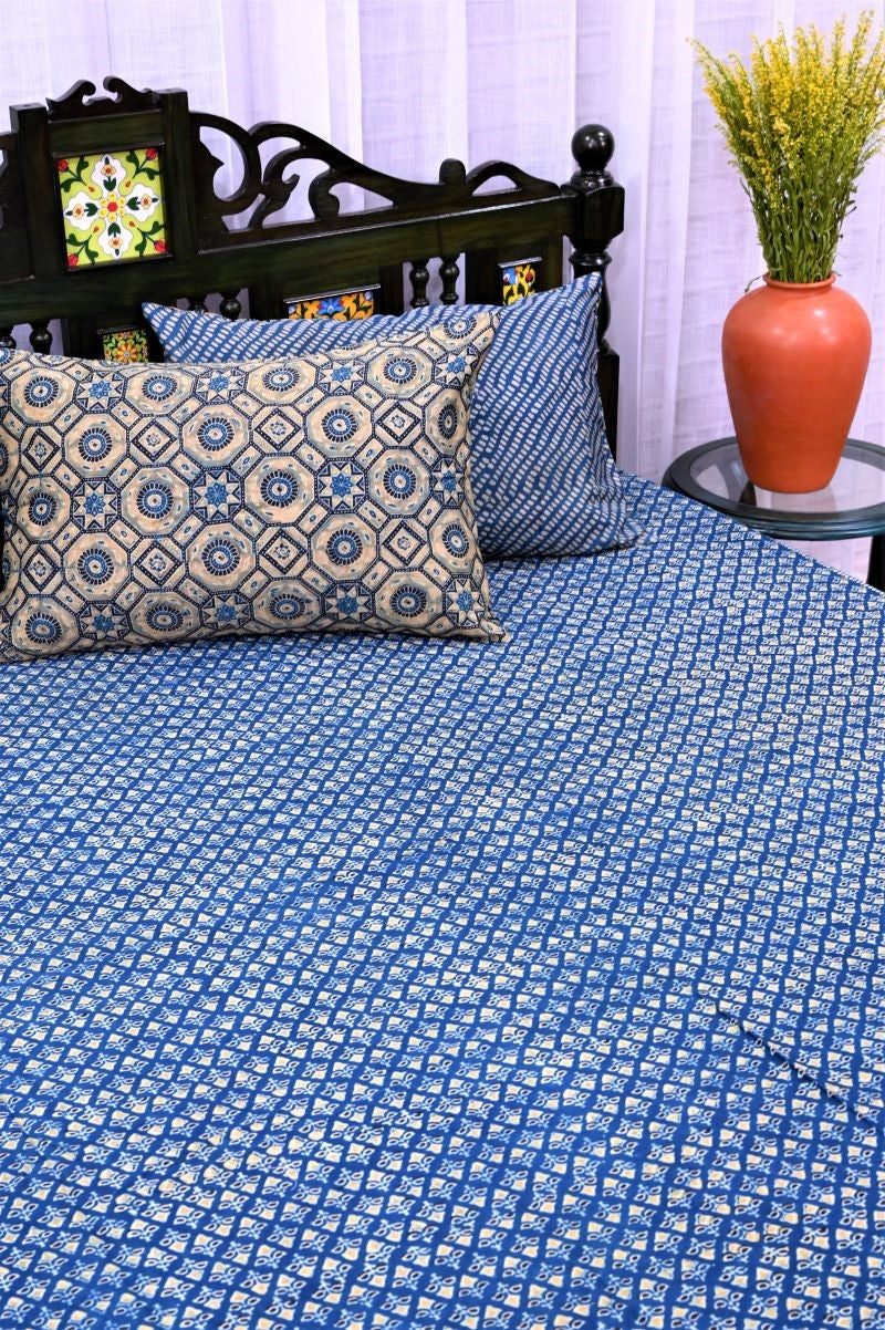 Indigo-Ajrakh-Bedsheet-Set