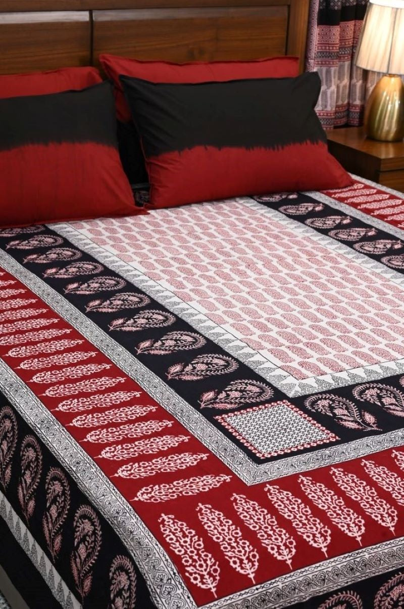 Red-Black-Bagh-print-bedsheet-set