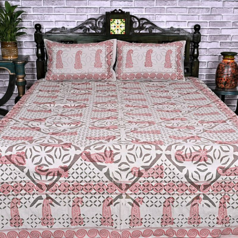 Green-Hand-Block-Print-Applique-Bed-Cover-Set