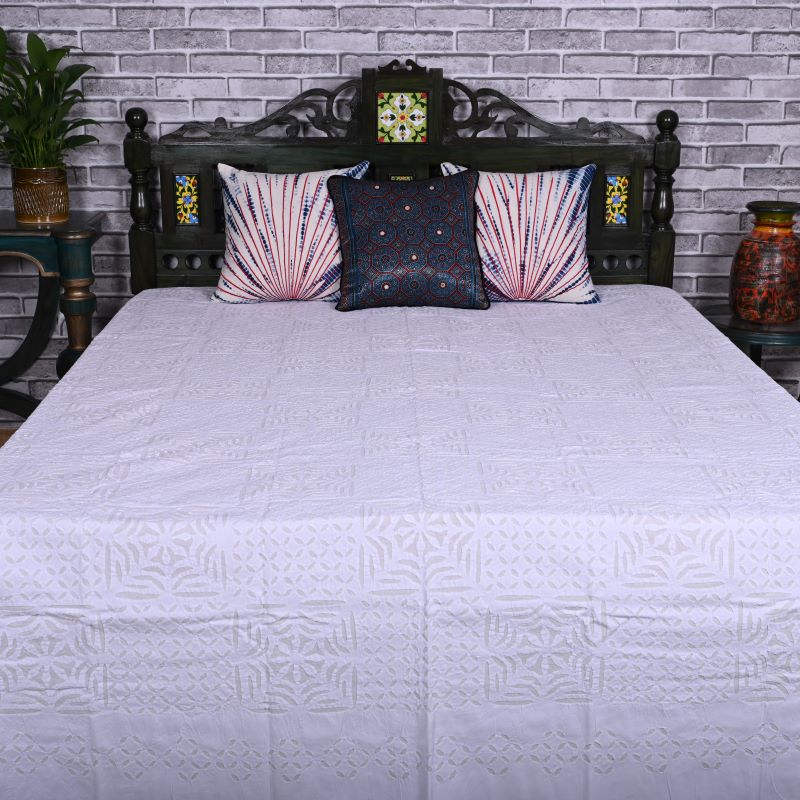 White-Bedspread-Applique-Bed-Cover-Set-Online-India