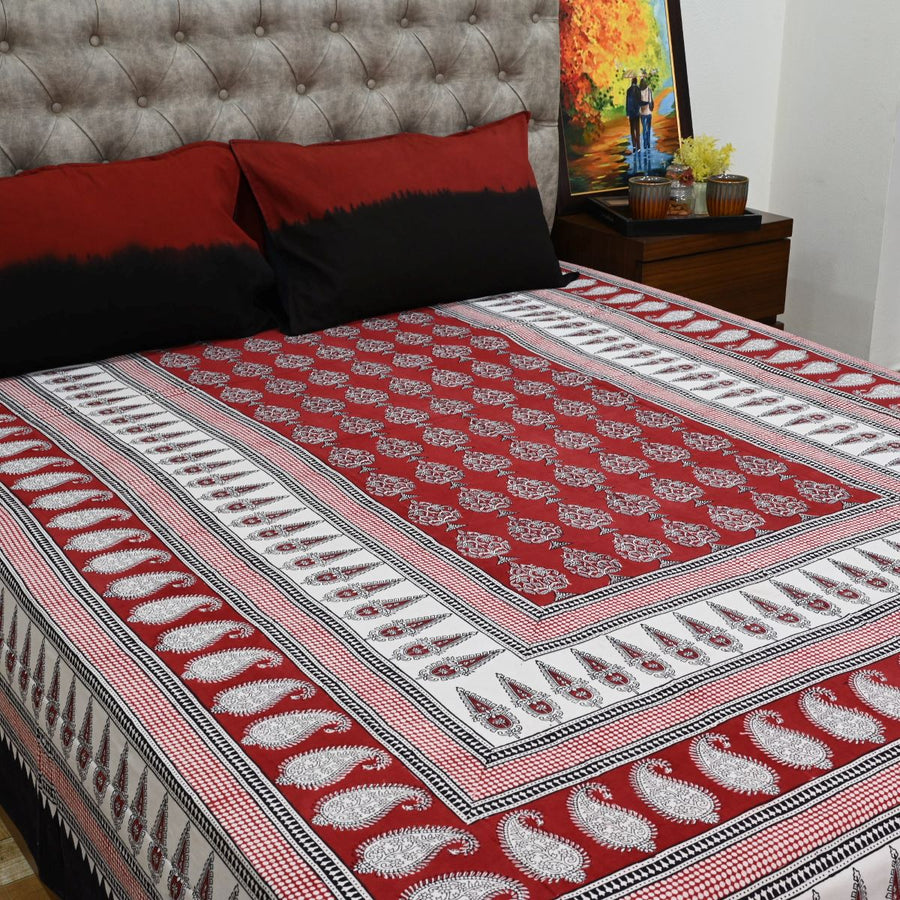 Maroon Bagh Hand Block Print Bedsheet