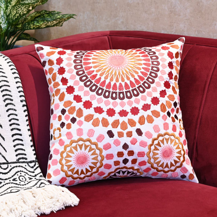 Cherry Sunshine Cotton Embroidered Cushion Cover
